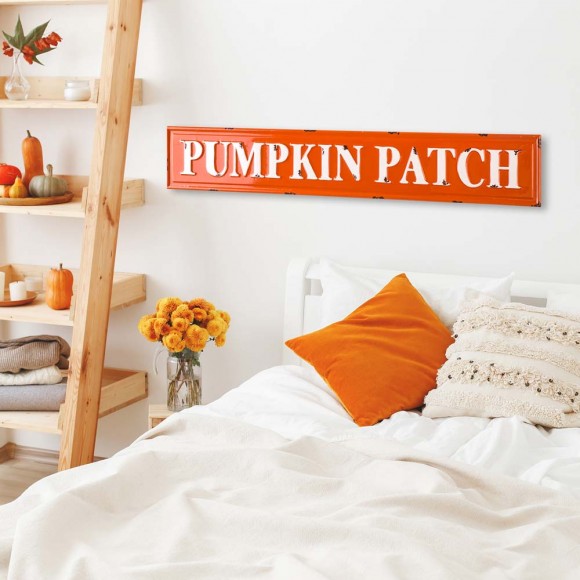 Glitzhome Glitzhome 35.75"L Enameled Metal "PUMPKIN PATCH" Wall Sign