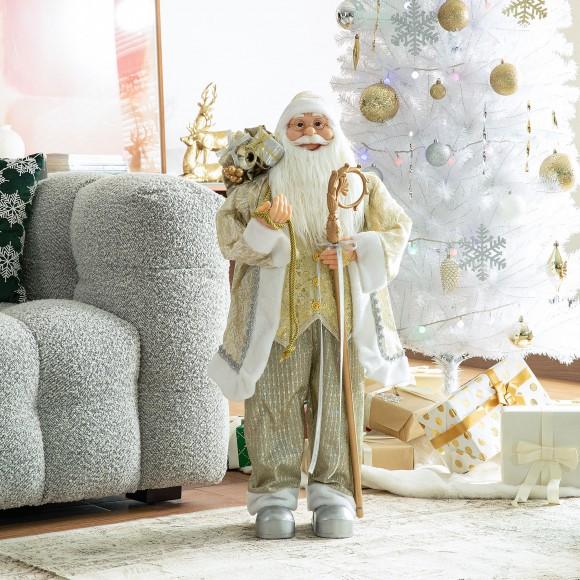 Glitzhome Glitzhome 35"H Oversized Faux Fur Christmas Elegant Santa Figurine
