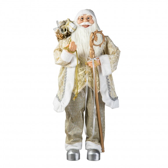 Glitzhome Glitzhome 35"H Oversized Faux Fur Christmas Elegant Santa Figurine