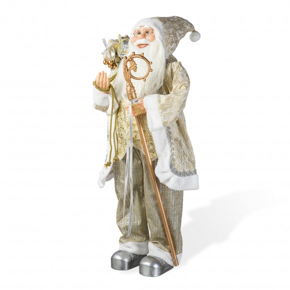 glitzhome Glitzhome 35"H Oversized Faux Fur Christmas Elegant Santa Figurine