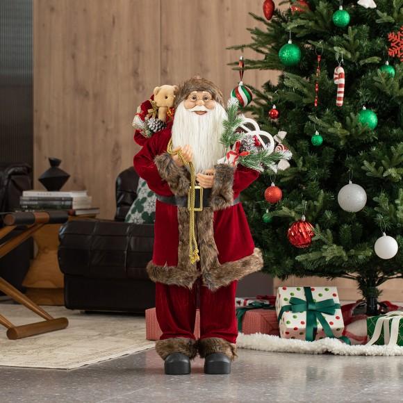Glitzhome Glitzhome 35"H Oversized Faux Fur Christmas Traditional Santa Figurine