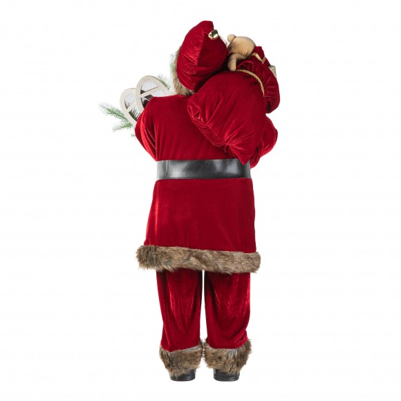 Glitzhome Glitzhome 35"H Oversized Faux Fur Christmas Traditional Santa Figurine