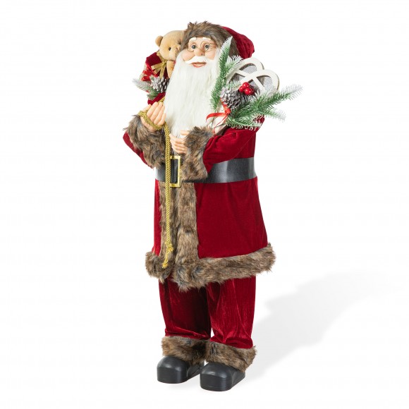 glitzhome Glitzhome 35"H Oversized Faux Fur Christmas Traditional Santa Figurine