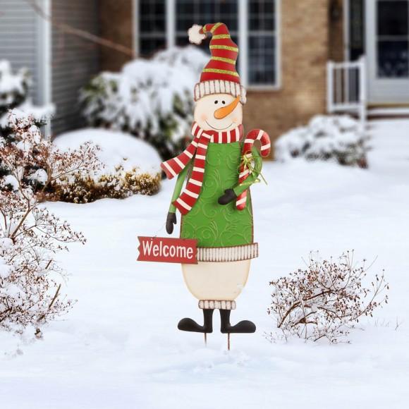Glitzhome Glitzhome 36.02"H Metal Snowman Yard Stake Or Standing Decor Or Wall Décor (Three Functions)