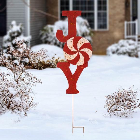 Glitzhome Glitzhome 36.02"H Rusty Metal "JOY" Yard Stake Or Wall Décor