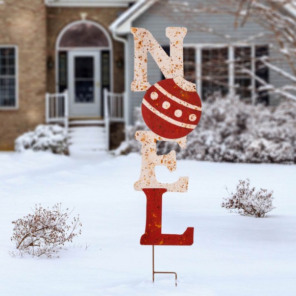 Glitzhome Glitzhome 36.02"H Rusty Metal "NOEL" Yard Stake Or Wall Décor