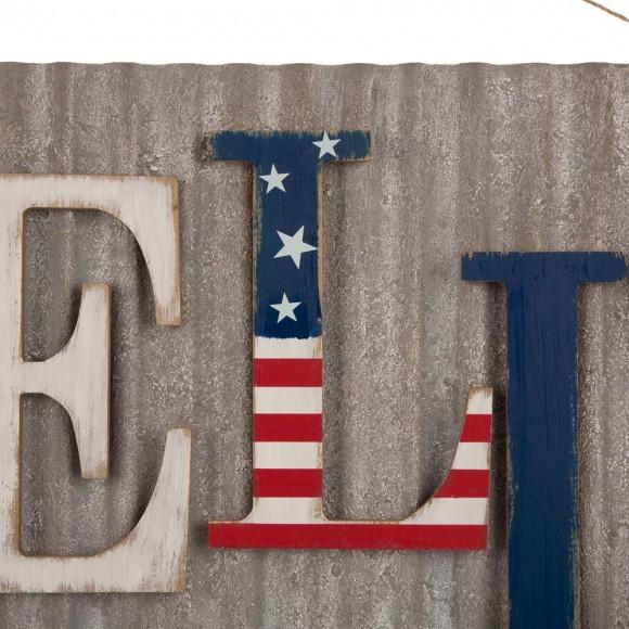 Glitzhome Glitzhome 36.10"L Metal/Wooden Patriotic HELLO Wall Décor