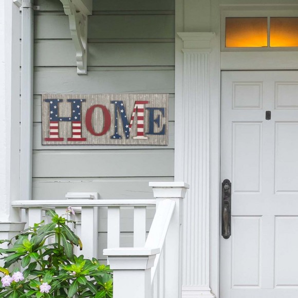 Glitzhome Glitzhome 36.10"L Metal/Wooden Patriotic HOME Wall Décor