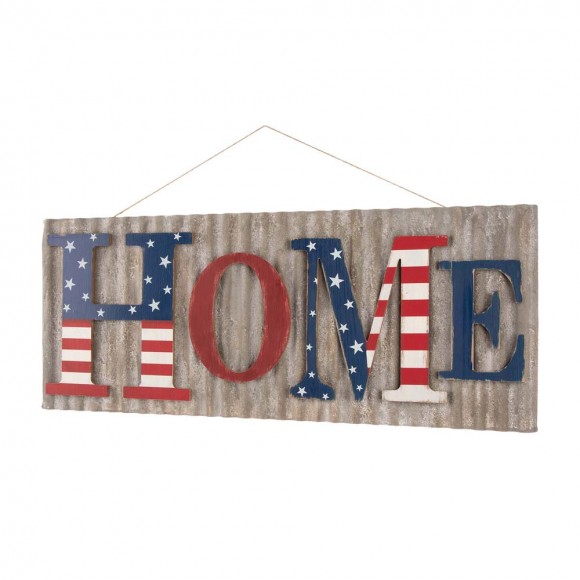 glitzhome Glitzhome 36.10"L Metal/Wooden Patriotic HOME Wall Décor