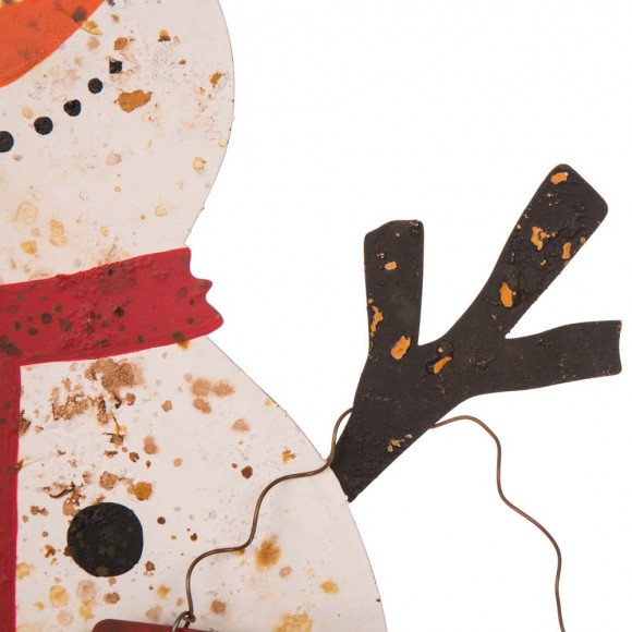 Glitzhome Glitzhome 36.22”H Rusty Metal Snowman Standing Porch Sign