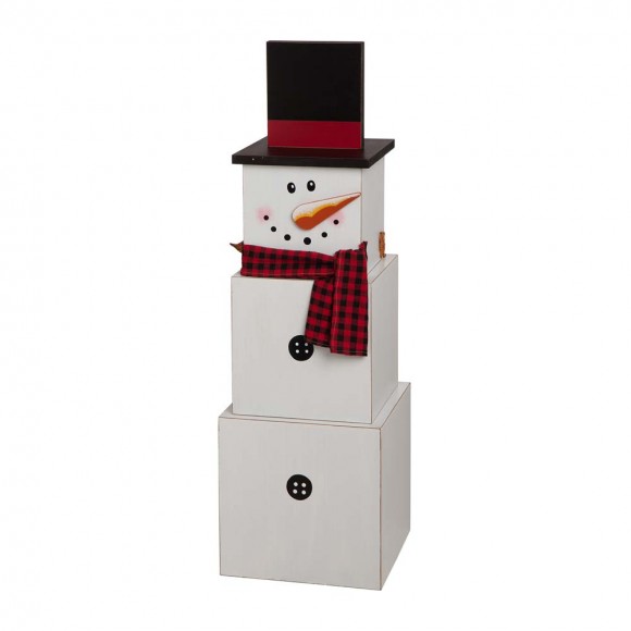 glitzhome Glitzhome 36.22"H Wooden Snowman Double-edage Box Porch Decor ( Christmas & Fall）