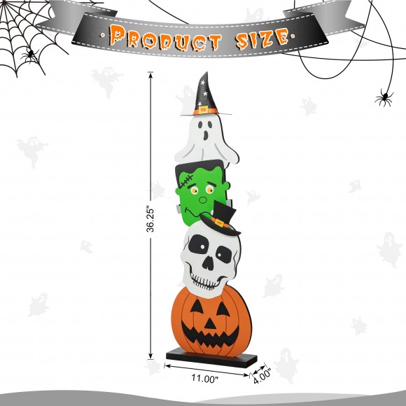 Glitzhome Glitzhome 36.25"H Halloween Wooden Stacked Ghost & Frankenstein & Skull & Pumpkin Porch Decor(KD)