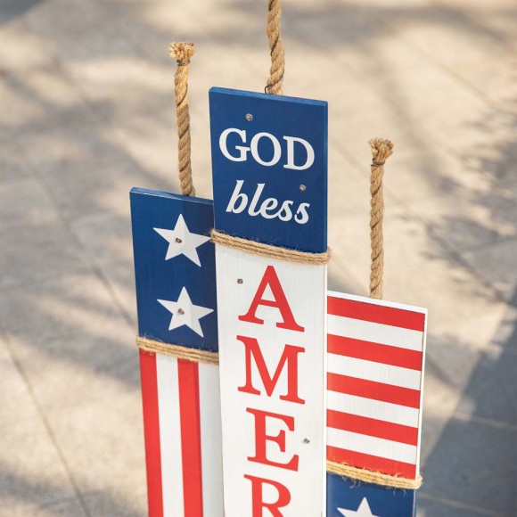 Glitzhome Glitzhome 36.25"H Lighted Wooden Patriotic Firecracker Porch Decor