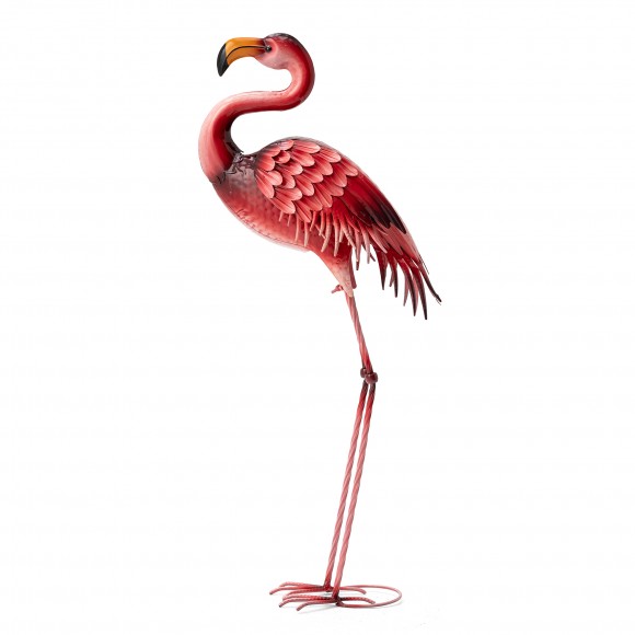 glitzhome Glitzhome 36.25"H Metal Standing Flamingo Garden Statue with Stakes (KD)