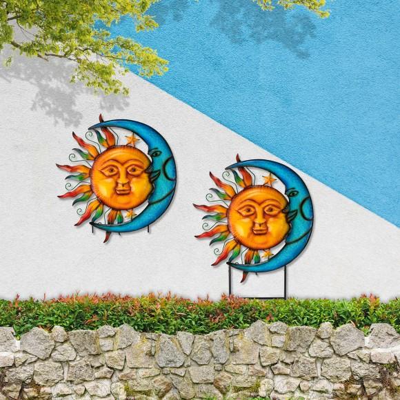 Glitzhome Glitzhome 36.25''H Metal Sun And Moon Yardstake Or Wall Décor (KD)