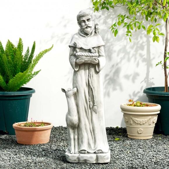 Glitzhome Glitzhome 36.25"H MGO St. Francis Garden Statue With A Bird Feeder