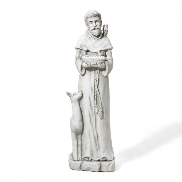 glitzhome Glitzhome 36.25"H MGO St. Francis Garden Statue with a Bird Feeder