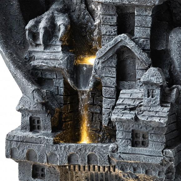 Glitzhome Glitzhome 36.5"H Mystical Gothic Dragon Perched Atop The Castle Sculptural 4-Tier Polyresin Outdoor Floor Fountain With Pump And LED Light (KD)