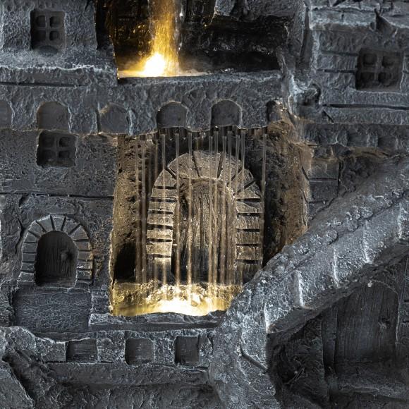 Glitzhome Glitzhome 36.5"H Mystical Gothic Dragon Perched Atop The Castle Sculptural 4-Tier Polyresin Outdoor Floor Fountain With Pump And LED Light (KD)