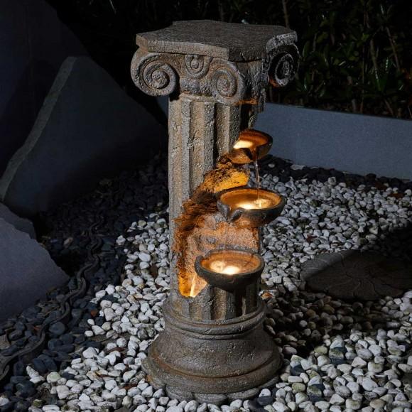 Glitzhome Glitzhome 36.75"H Oversized European Style Faux Stone Sculpture 3-Tier Polyresin Outdoor Fountain With LED Light And Pump