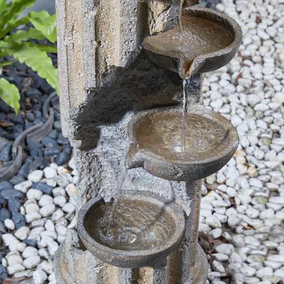 Glitzhome Glitzhome 36.75"H Oversized European Style Faux Stone Sculpture 3-Tier Polyresin Outdoor Fountain With LED Light And Pump