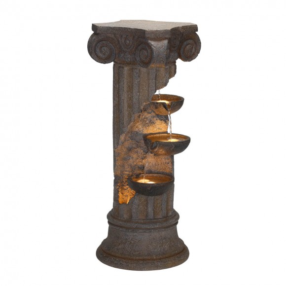 glitzhome Glitzhome 36.75"H Oversized European Style Faux Stone Sculpture 3-Tier Polyresin Outdoor Fountain with LED Light and Pump