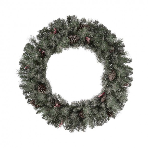 Glitzhome Glitzhome 36"D Oversized Pre-Lit Glittered Pine Cone Christmas Wreath With 50 Warm White Lights