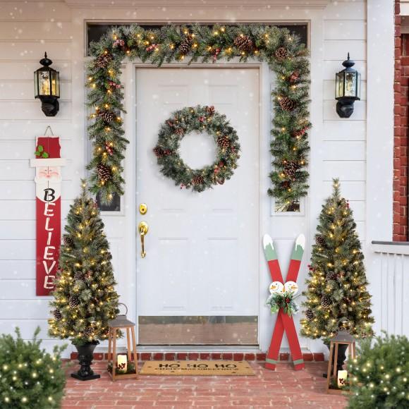 Glitzhome Glitzhome 36"H Christmas Wooden Sleigh Porch Decor