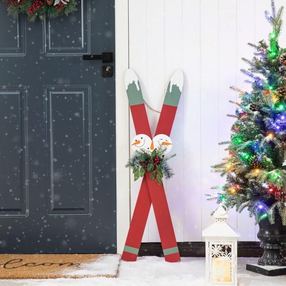 Glitzhome Glitzhome 36"H Christmas Wooden Sleigh Porch Decor