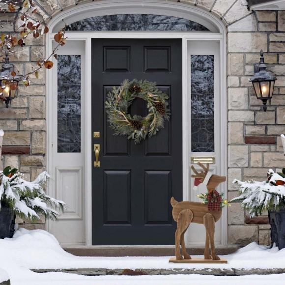 Glitzhome Glitzhome 36"H Chunky Wood Reindeer Porch Decor