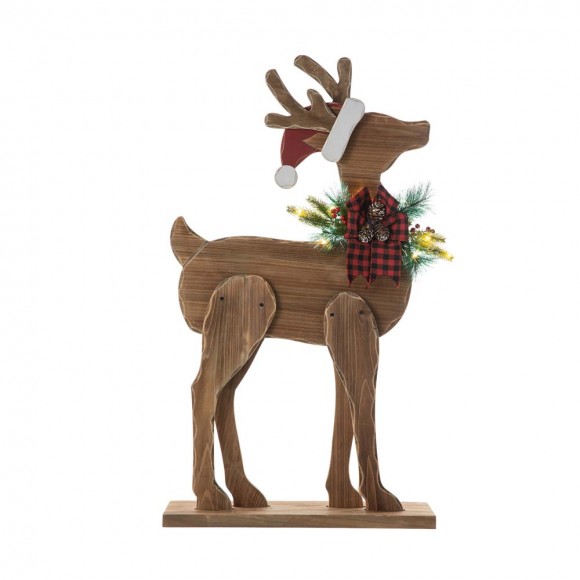 glitzhome Glitzhome 36"H Chunky Wood Reindeer Porch Decor