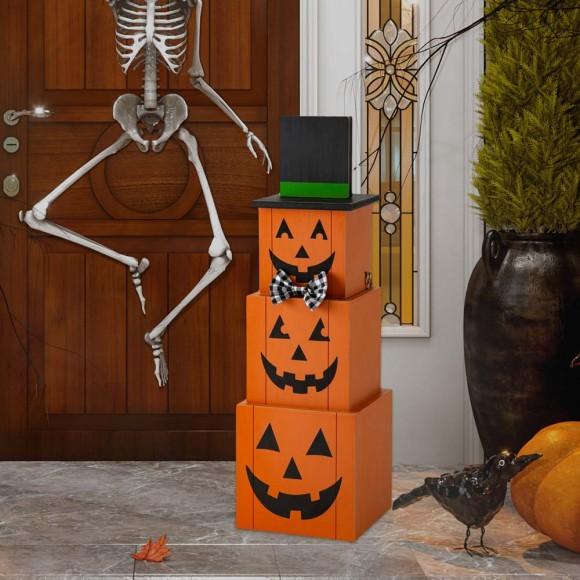 Glitzhome Glitzhome 36"H Double Sided Stacked Wooden Box Porch Decor For Halloween And Fall