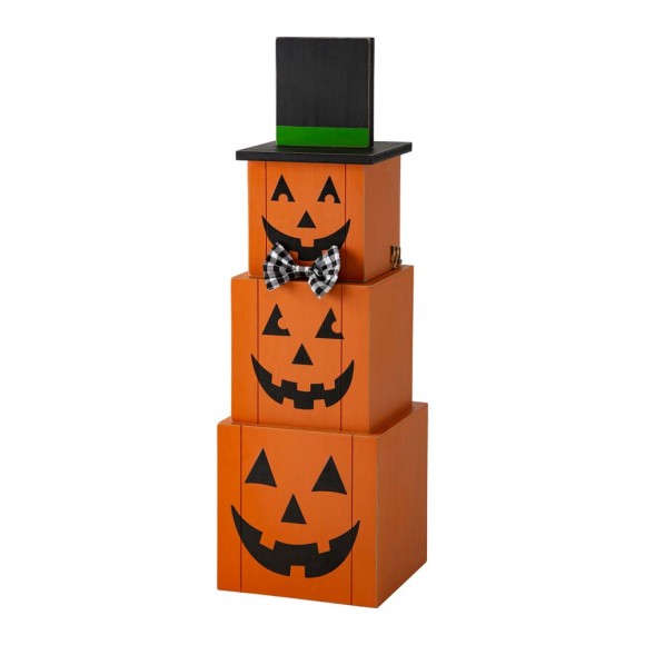 glitzhome Glitzhome 36"H Double Sided Stacked Wooden Box Porch Decor For Halloween and Fall
