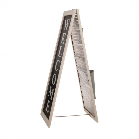 Glitzhome Glitzhome 36"H Double Sided Wooden/Metal Shutter "WELCOME" Porch Sign Decor/Planter Stand
