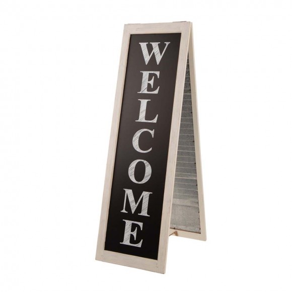 glitzhome Glitzhome 36"H Double Sided Wooden/Metal Shutter "WELCOME" Porch Sign Decor/Planter Stand