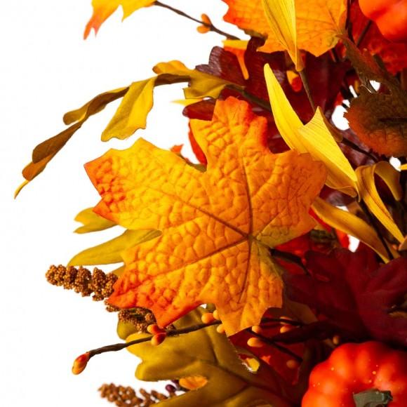 Glitzhome Glitzhome 36"H Fall Lighted Maple Leaves Urn Potted Porch Tree With 20 Warm White Lights