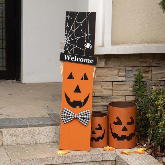 Glitzhome Glitzhome 36"H Halloween And Fall Double Sided Wooden Scarecrow/Pumpkin Porch Decor