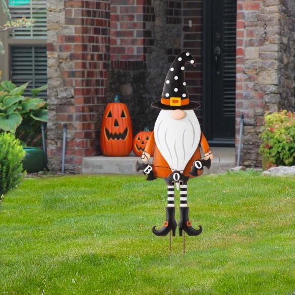 Glitzhome Glitzhome 36"H Halloween Metal Gnome Yard Stake Or Hanging Decor (Two Functions)