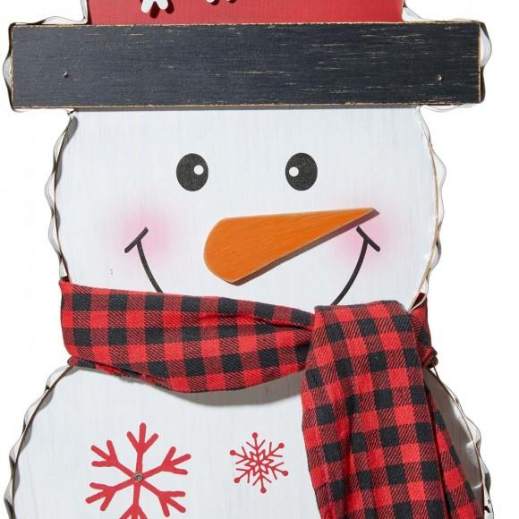 Glitzhome Glitzhome 36"H Lighted Wooden Christmas Snowman Porch Décor With Plaid Scarf