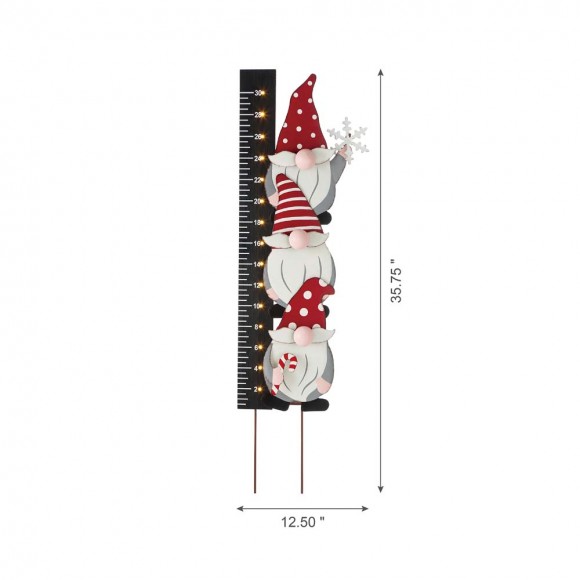 Glitzhome Glitzhome 36"H Lighted Wooden Gnome Snow Gauge Yard Stake Or Wall Décor (2 Functions)