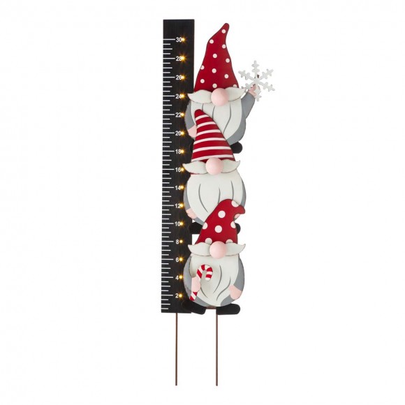 glitzhome Glitzhome 36"H Lighted Wooden Gnome Snow Gauge Yard Stake or Wall Décor (2 Functions)