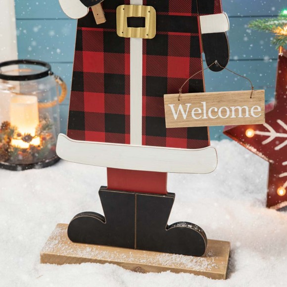 Glitzhome Glitzhome 36"H Lighted Wooden Santa Porch Decor