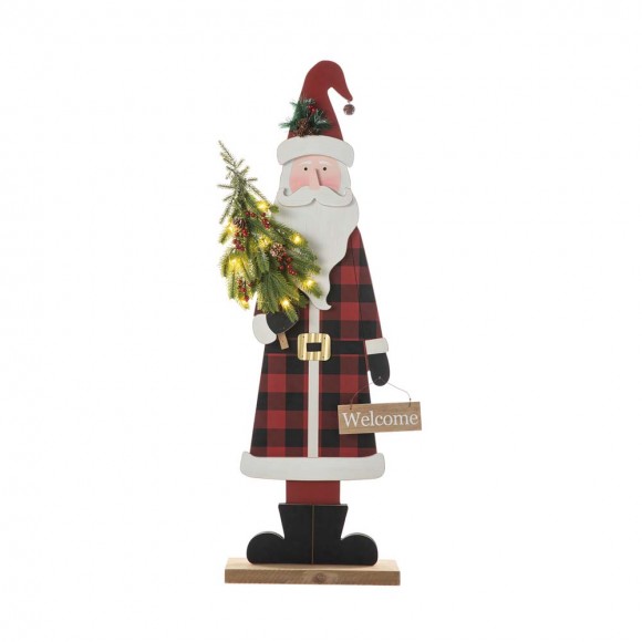 glitzhome Glitzhome 36"H Lighted Wooden Santa Porch Decor