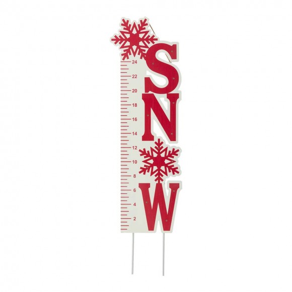 Glitzhome Glitzhome 36"H Lighted Wooden Snow Gauge Yard Stake Or Wall Décor (2 Functions)