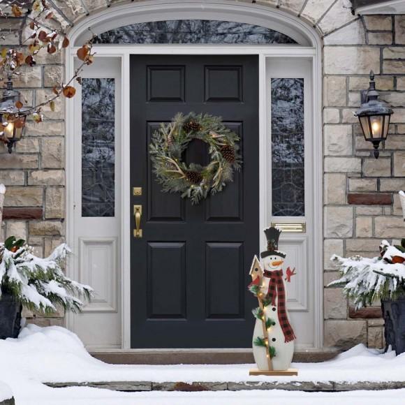 Glitzhome Glitzhome 36"H Lighted Wooden Snowman Porch Decor