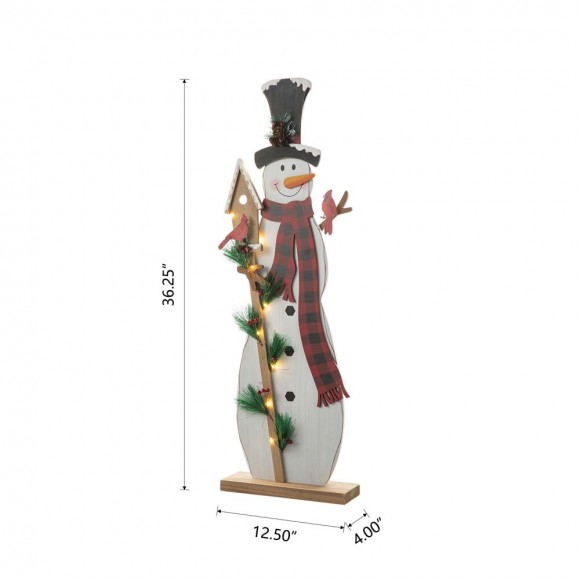 Glitzhome Glitzhome 36"H Lighted Wooden Snowman Porch Decor