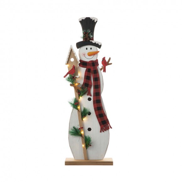 glitzhome Glitzhome 36"H Lighted Wooden Snowman Porch Decor