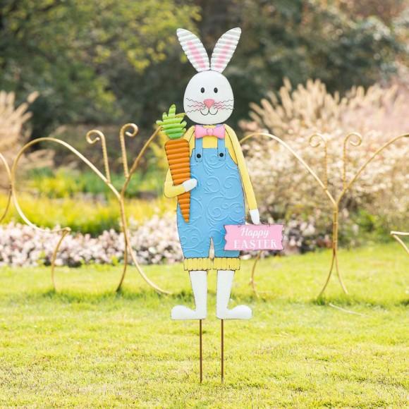 Glitzhome Glitzhome 36"H Metal Bunny Boy Yard Stake Or Standing Décor Or Wall Décor (Three Functions)