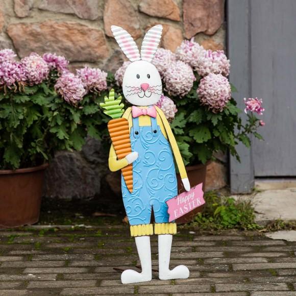 Glitzhome Glitzhome 36"H Metal Bunny Boy Yard Stake Or Standing Décor Or Wall Décor (Three Functions)