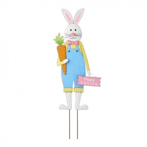 glitzhome Glitzhome 36"H Metal Bunny Boy Yard Stake or Standing Décor or Wall Décor (Three Functions)